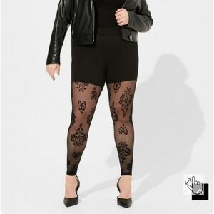 🆕️ DAMASK PRINT FLOCKED FLOCKED LEGGING - FULL LENGTH & SIGNATURE WAIST